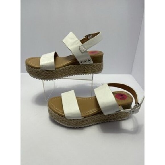Jessica Carlyle Girls 11 White Strappy Platform Espadrilles Sandals - Picture 3 of 5